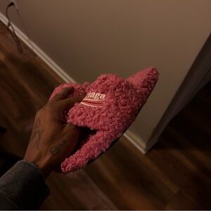 Balenciaga Pink Textured Slippers